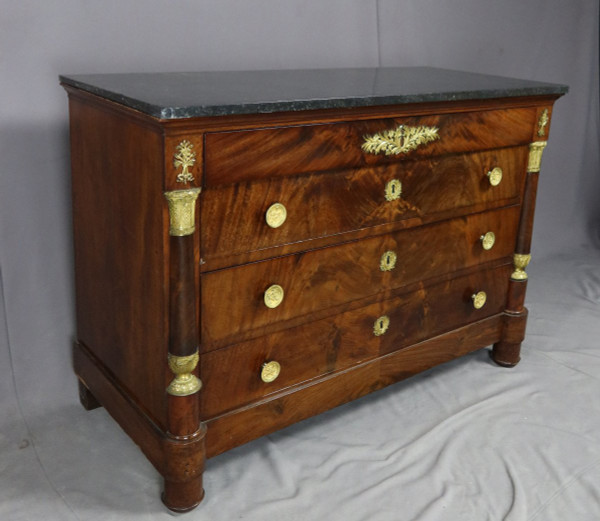 Commode Empire acajou et marbre de st Anne