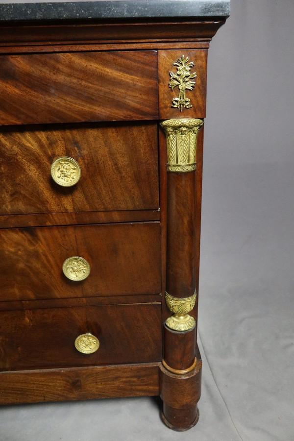 Commode Empire acajou et marbre de st Anne