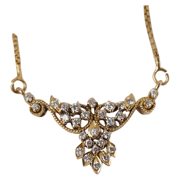 Collana Vintage In Oro Giallo 9kt E Diamanti