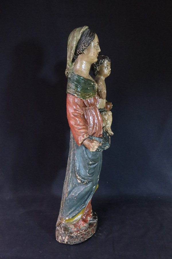 Sculpture " Vierge à l'enfant " XVIIIe siècle