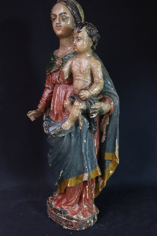 Sculpture " Vierge à l'enfant " XVIIIe siècle