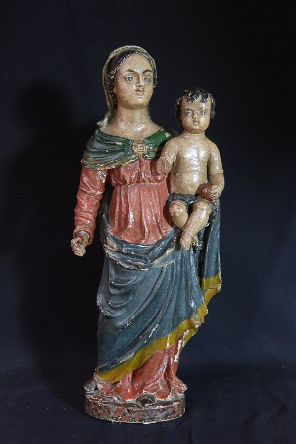 Sculpture " Vierge à l'enfant " XVIIIe siècle