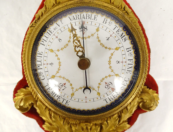 Barometer Thermometer in gilt bronze signed Eugène Bazart Paris, Napoléon III 19th century