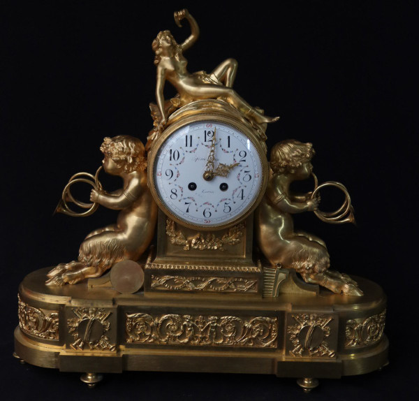 Bronze Gilt Clock With Musician Puttis 19th century