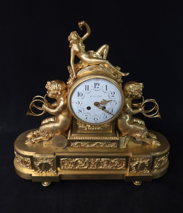 Bronze Gilt Clock With Musician Puttis 19th century