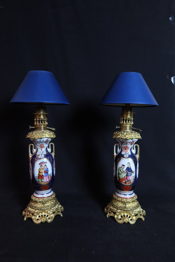 Pair Of Bayeux Porcelain Lamps 19th century