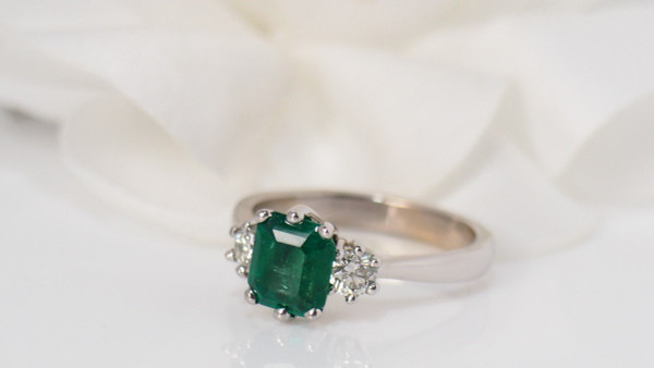 White Gold, Emerald And Diamond Ring