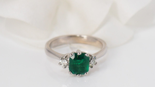 White Gold, Emerald And Diamond Ring