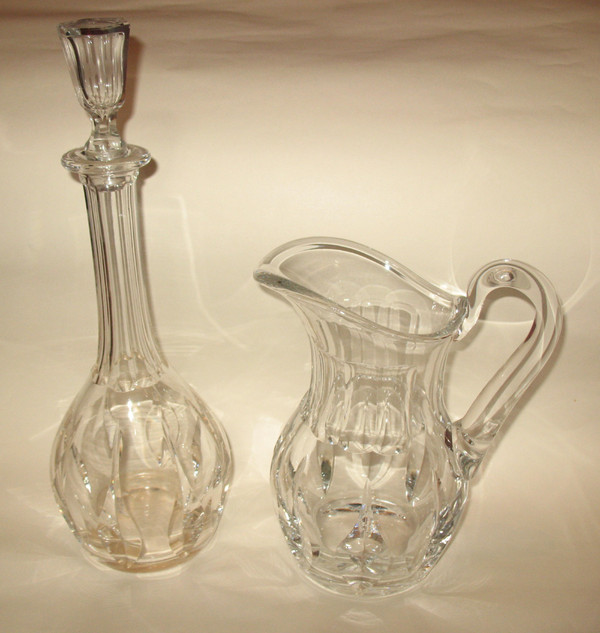 Cristal Saint Louis carafe and pitcher in cut crystal from the 20th century