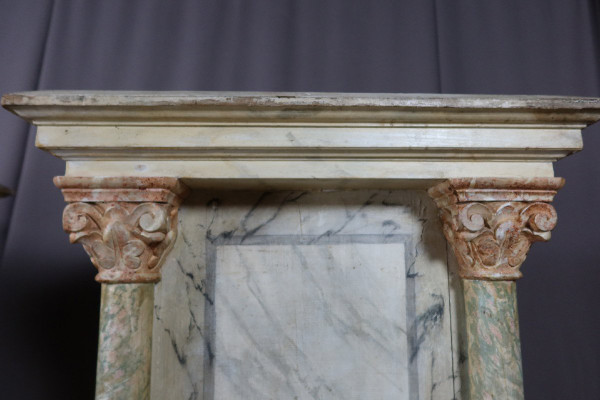 Pair Of Large Faux Marble Painted Wooden Stands