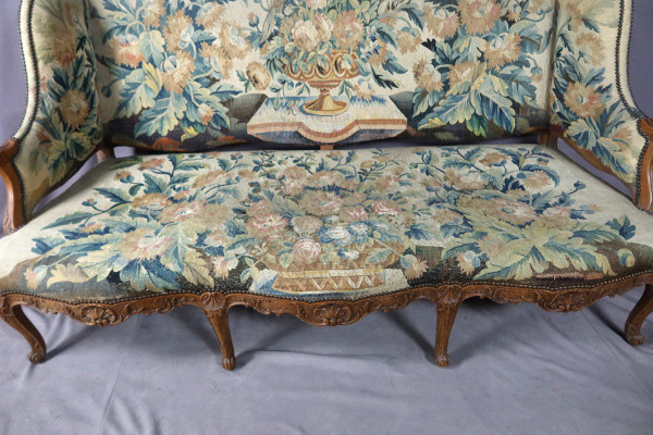 Louis XV Sofa In Aubusson Tapestry 19th Century