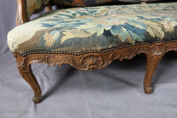 Louis XV Sofa In Aubusson Tapestry 19th Century