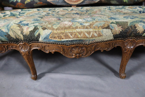 Louis XV Sofa In Aubusson Tapestry 19th Century