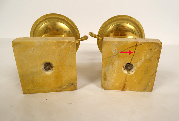 Pair of Empire Incense Burners in Bronze and Sienna Marble, 19th Restoration