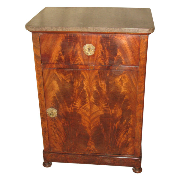 Petite commode secrétaire en acajou flammé époque Restauration 19ème 