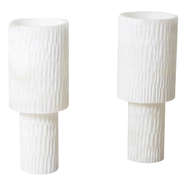 Pair of alabaster lamps, contemporary work