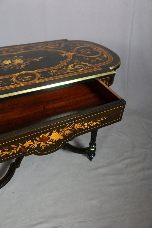 Napoleon III Table In Marquetry Dated 1888