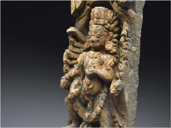 Nepal, XVIth - XVIIth century, Small wooden architectural element representing the god Shiva