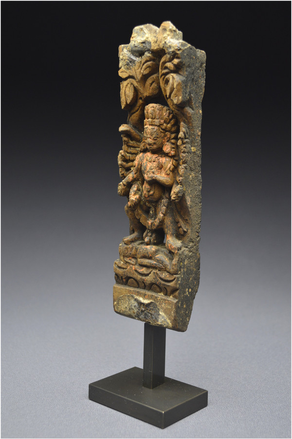 Nepal, XVIth - XVIIth century, Small wooden architectural element representing the god Shiva