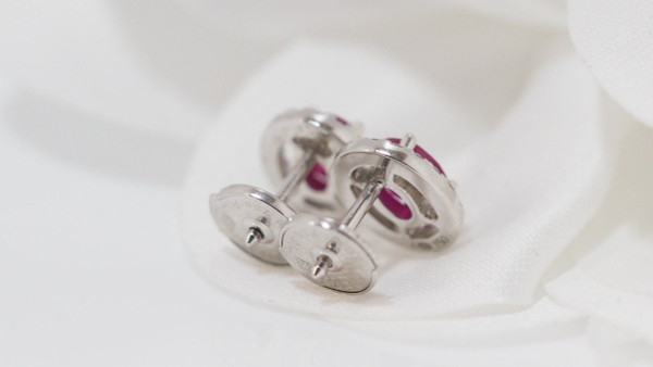 White Gold, Ruby And Diamond Earrings