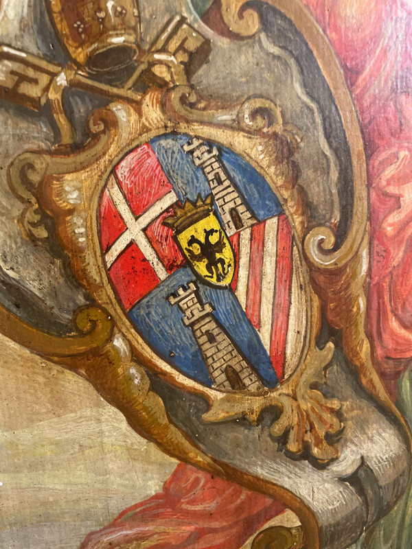 Hohes Buffet aus Holzarbeiten, Wappen von Clemens XIII. – um 1760