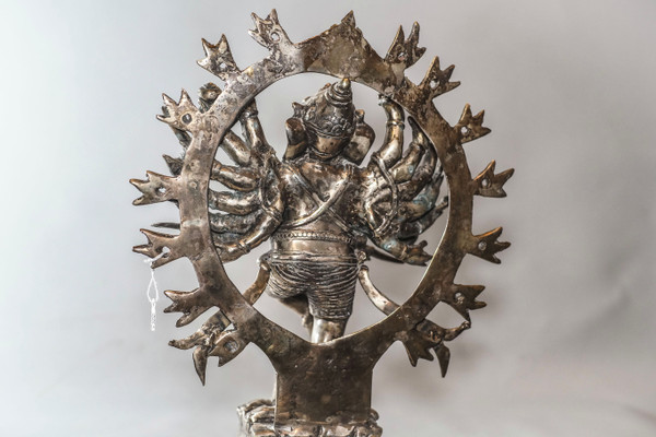 Sculpture De Ganesh En Bronze Plaqué Argent 