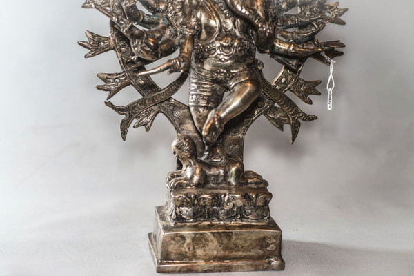 Sculpture De Ganesh En Bronze Plaqué Argent 