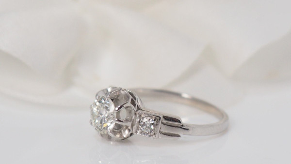 Solitaire Ring In Platinum And Diamonds