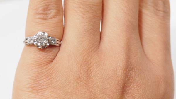 Solitaire Ring In Platinum And Diamonds