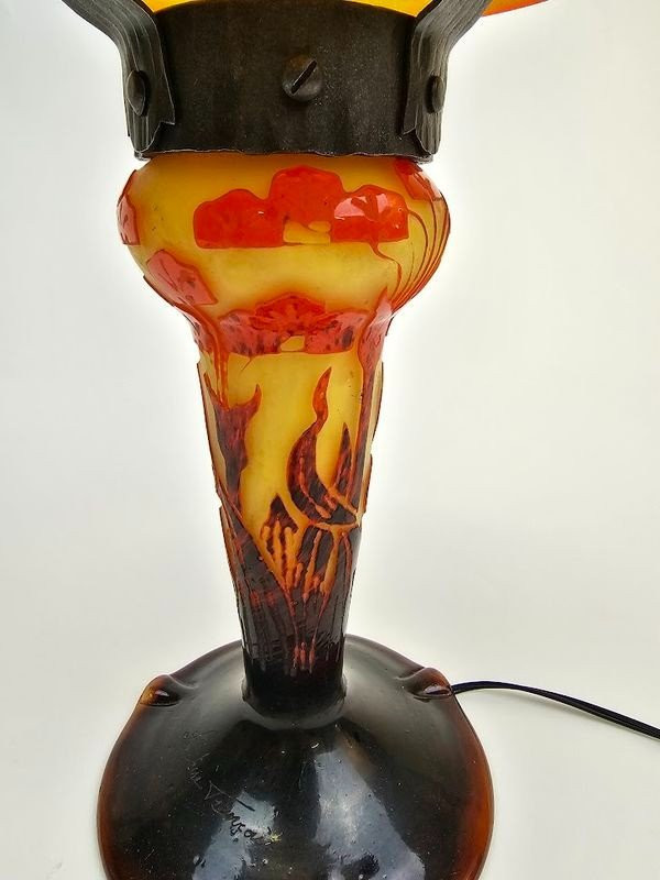 Le Verre Français Art Deco Pilzlampe „Amourettes“