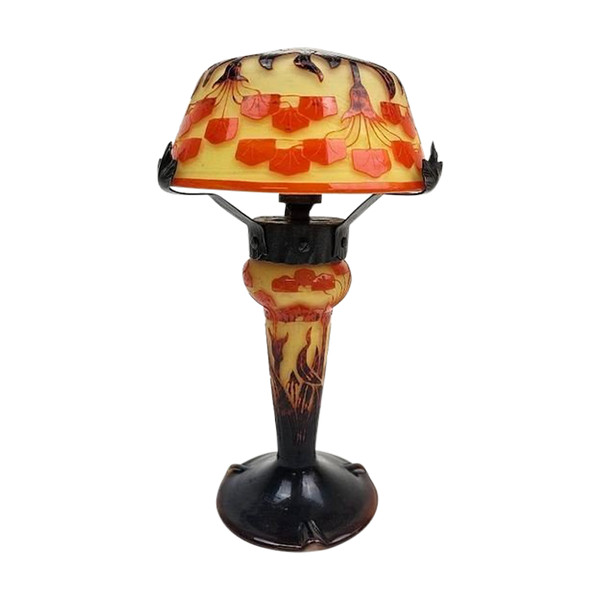 Le Verre Français Art Deco Pilzlampe „Amourettes“