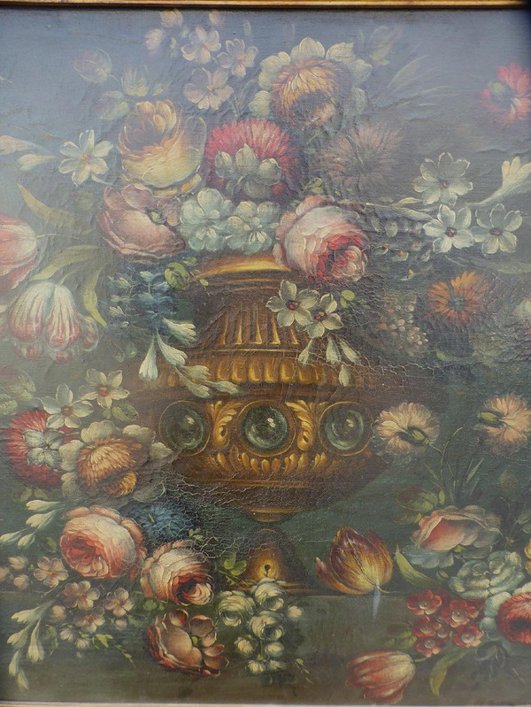 XIXth Century Painting Bouquet Of Flowers