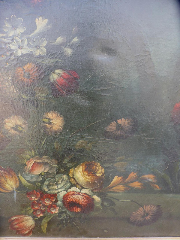 XIXth Century Painting Bouquet Of Flowers