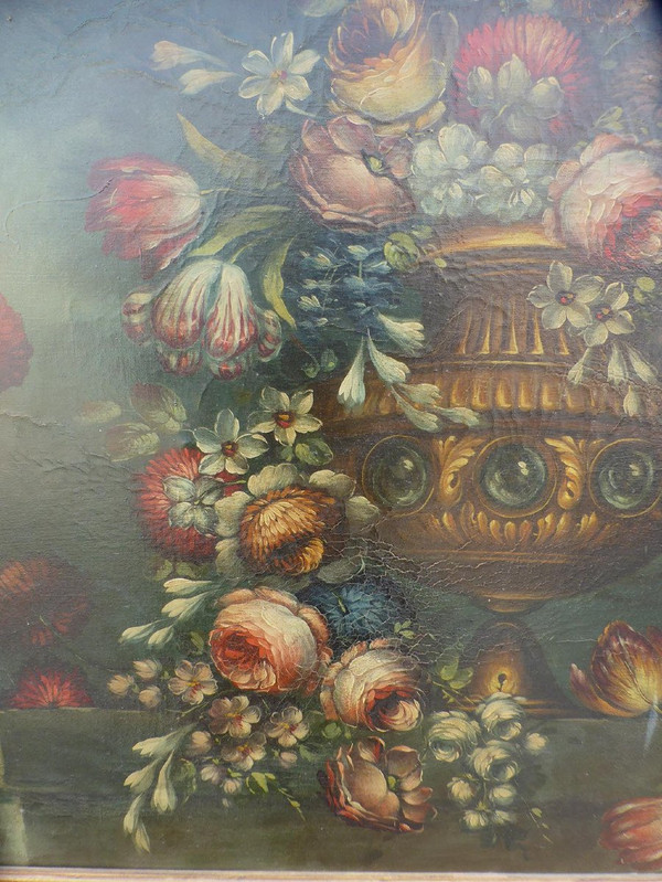 XIXth Century Painting Bouquet Of Flowers