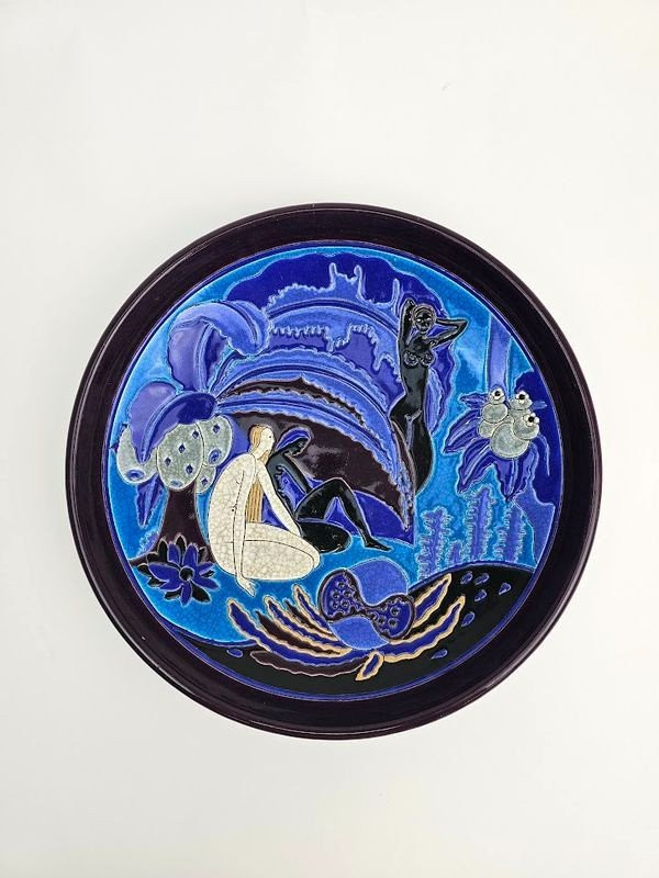 Longwy Art Deco Wall Cup "the Bathers"