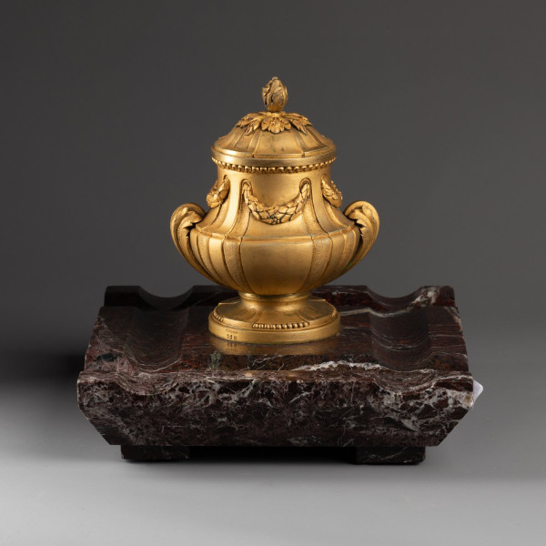 Inkwell, Gilt Bronze And Marble. Susse Frères Foundry, 19th Century