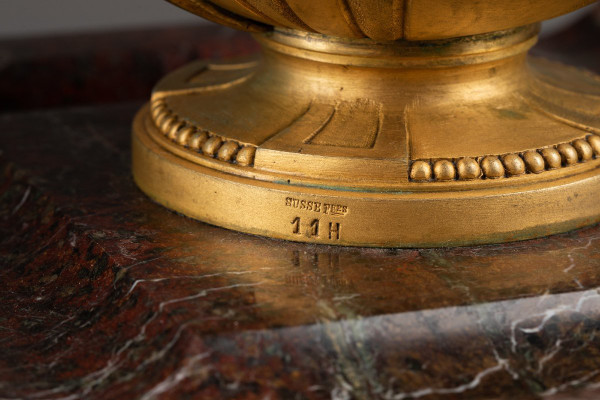 Inkwell, Gilt Bronze And Marble. Susse Frères Foundry, 19th Century