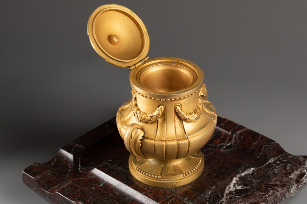 Inkwell, Gilt Bronze And Marble. Susse Frères Foundry, 19th Century