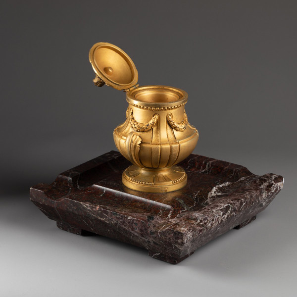 Inkwell, Gilt Bronze And Marble. Susse Frères Foundry, 19th Century