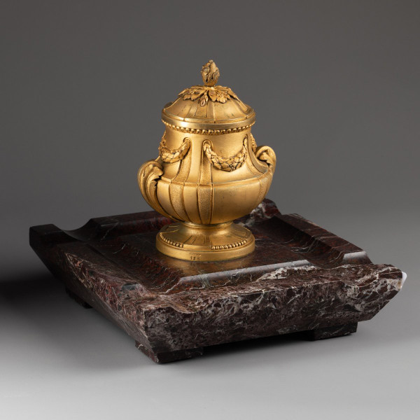 Inkwell, Gilt Bronze And Marble. Susse Frères Foundry, 19th Century