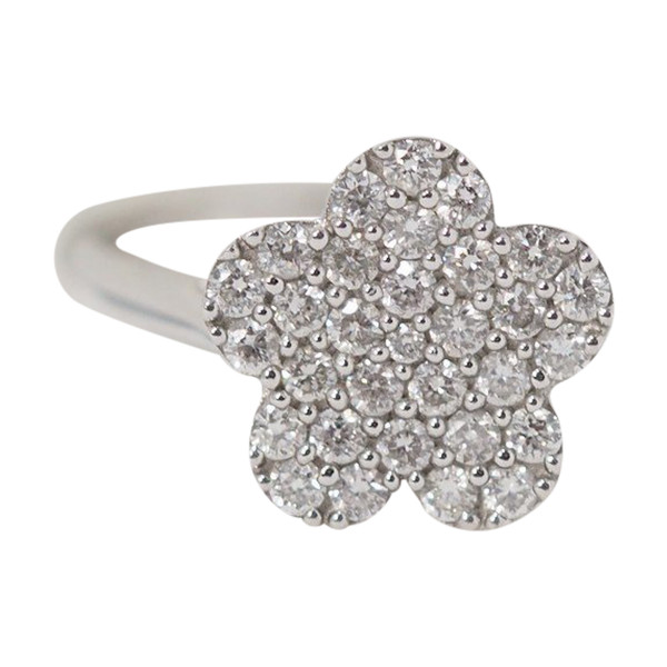 Bague Fleur En Or Blanc Et Diamants