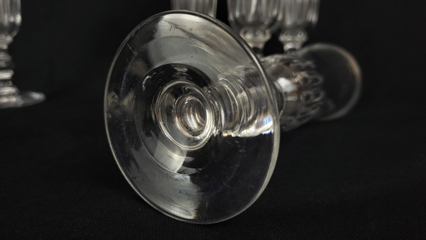 6 19th century crystal champagne flutes