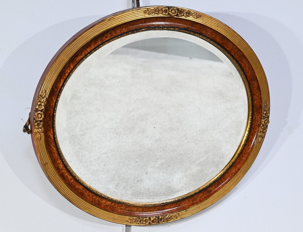 Oval Mirror in Golden Wood - Early 20th Century