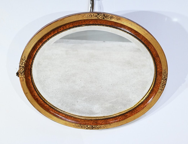 Oval Mirror in Golden Wood - Early 20th Century