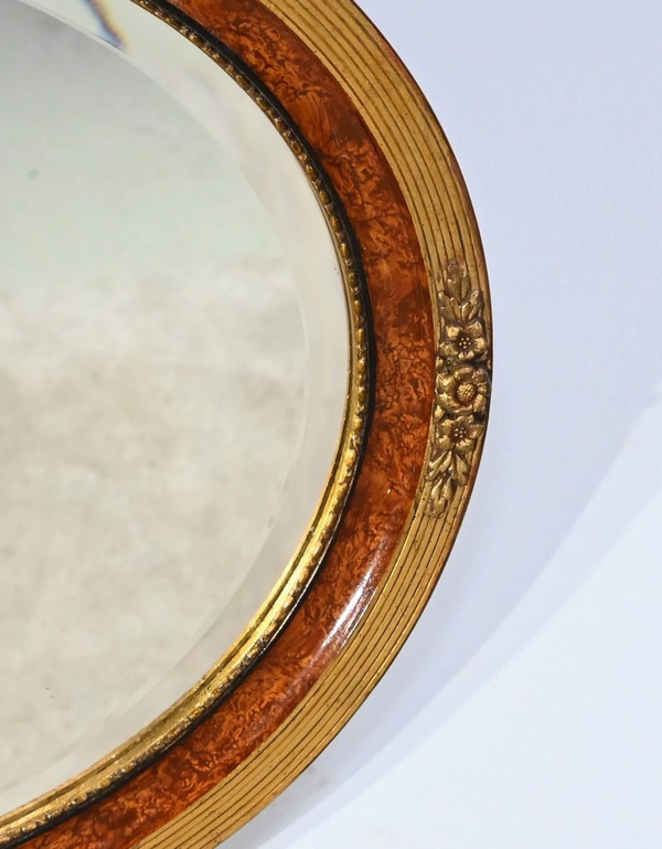 Oval Mirror in Golden Wood - Early 20th Century