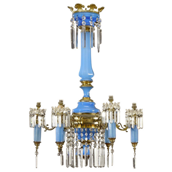 Napoleon III Blue Opaline Chandelier