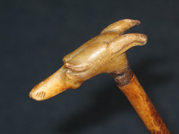 Cane with knob in the shape of a greyhound dog's head, late 19th century