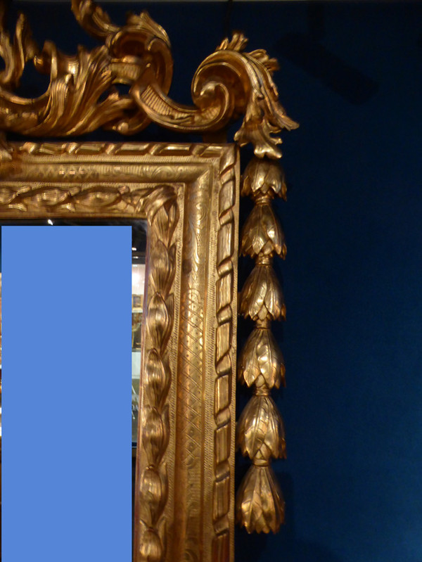 Mirror And Golden Wood Console