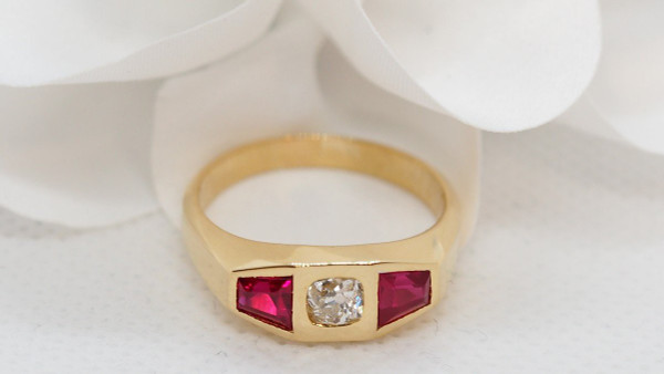 Ring In Yellow Gold, Diamond And Ruby