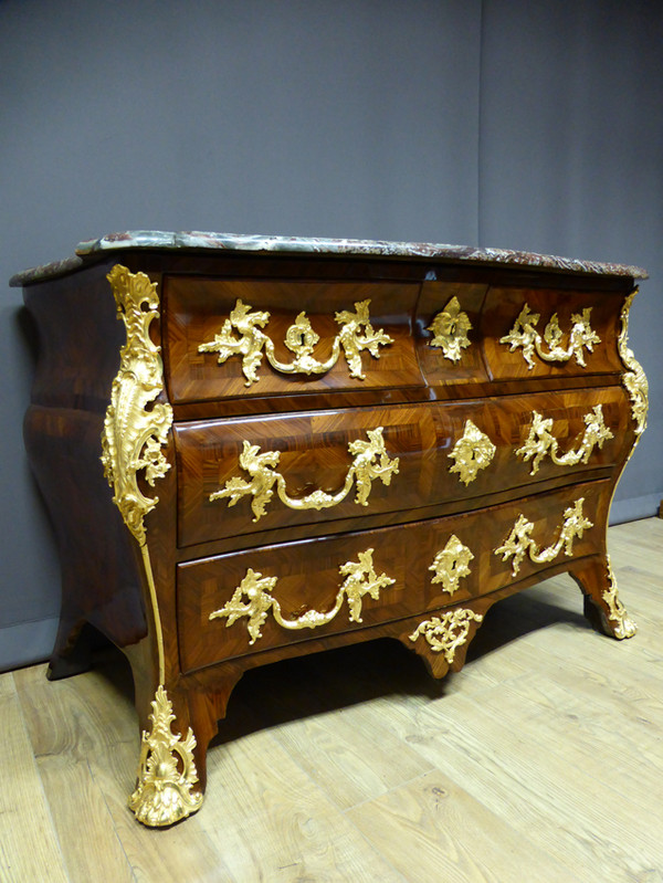 Commode Tomb Louis XV Marquetry XVIII